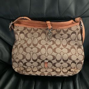 Coach Signature Tan Jacquard Canvas Satchel